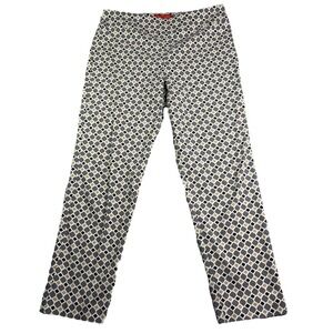 Krazy Larry Pants Women's 14 Geometric Diamond Gray Stretch Flat Front Comfy